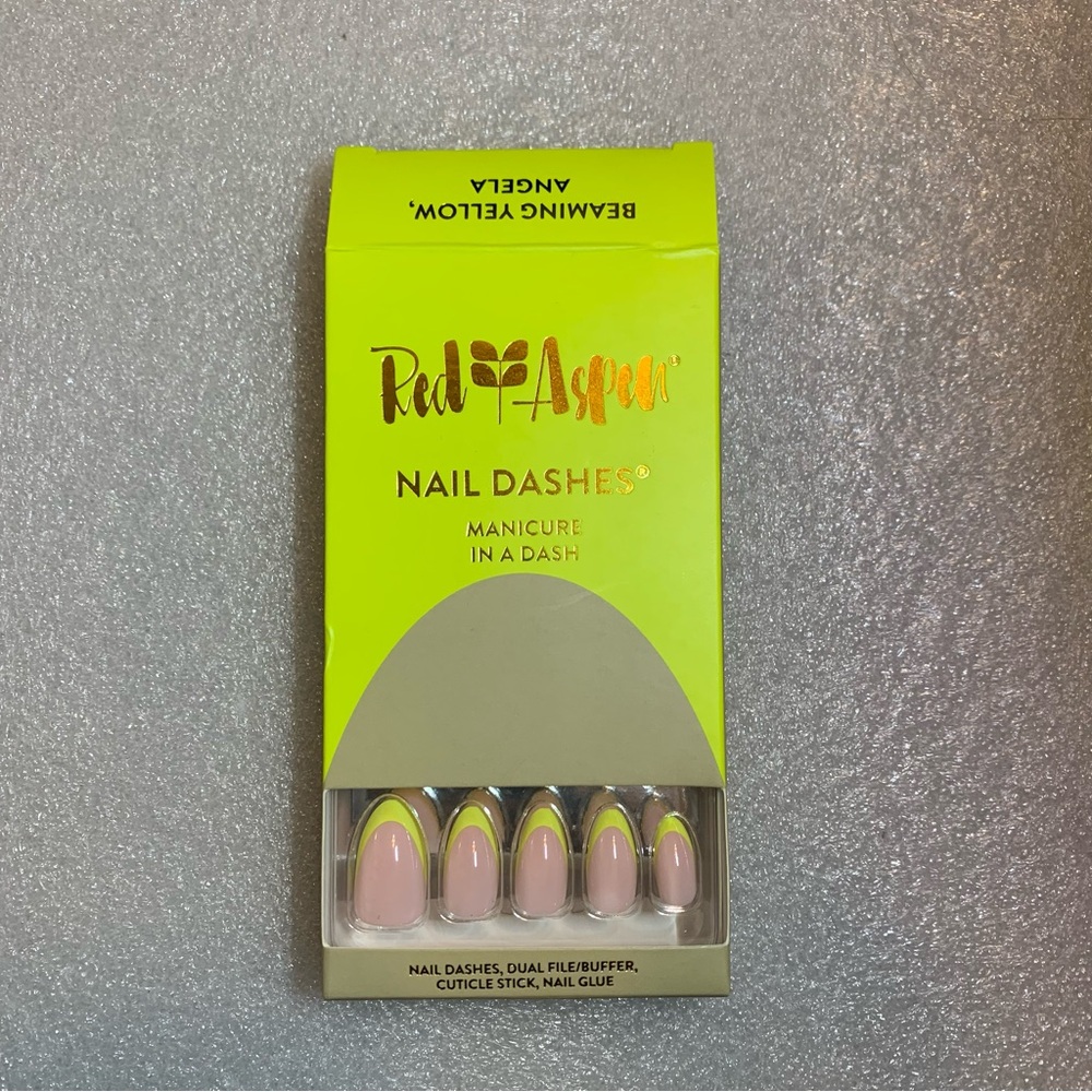 Red Aspen Nail Dashes - Neon Yellow French Press-On Nails